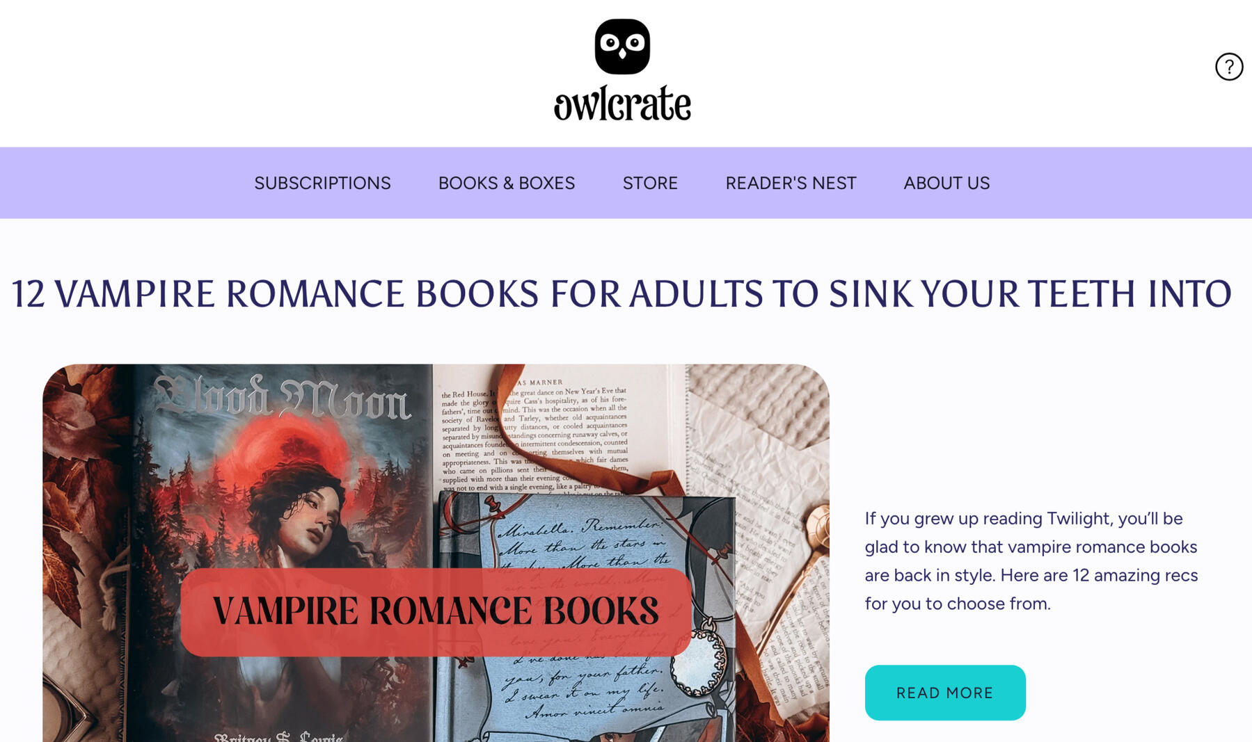 OwlCrate Article: 12 Vampire Romance Books for Adults to Sink Your Teeth Into by Courtney Smith